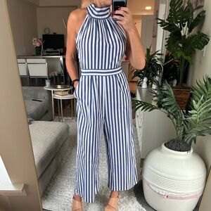 JCREW Trendy Nautical Striped Halter Jumpsuit